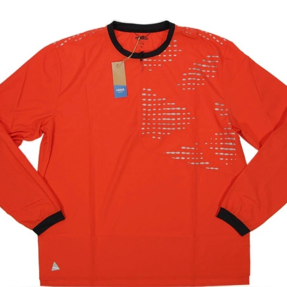 Hoka Men’s 1/2 Zip Wind Shell Jacket Large Orange Black Reflective Running NWT - Picture 13 of 13